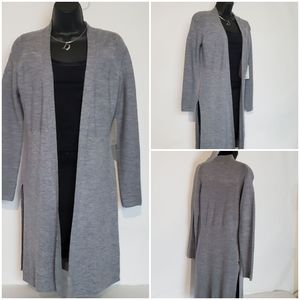 NWT Adrienne Vittadini Gray Cardigan Sweater Open Front Small S